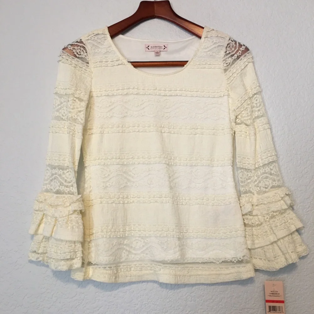NWT Nanette Lepore Cream Lace Top
